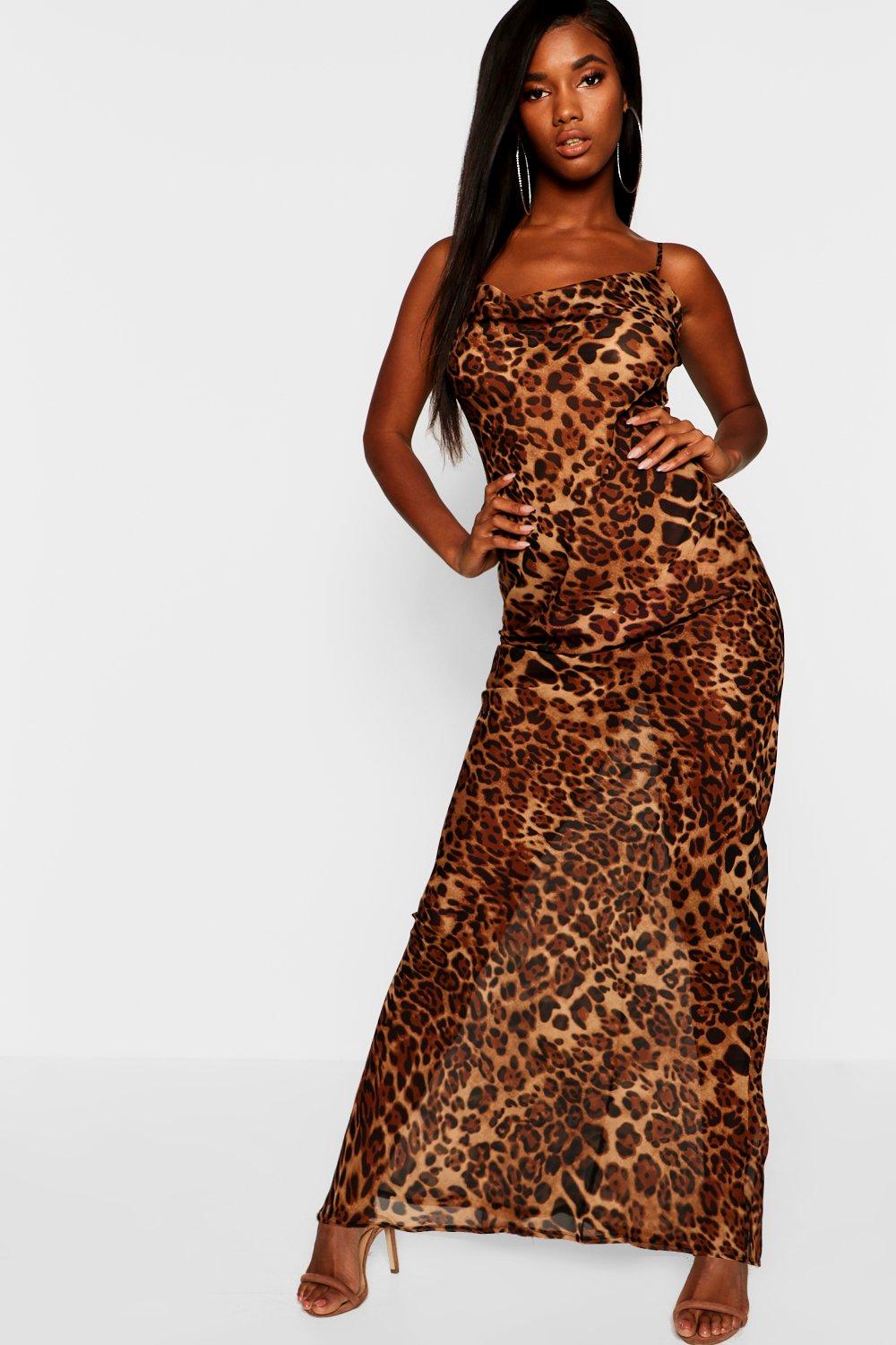 Leopard Mesh Maxi Dress | boohoo